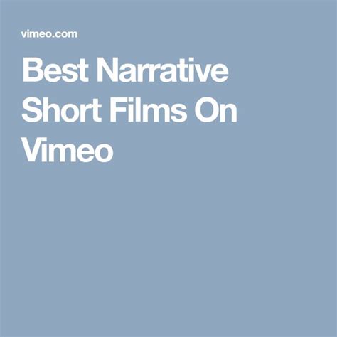 Best Narrative Short Films On Vimeo