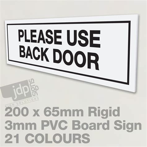Please Use Back Door 3mm Rigid Pvc Board Sign 21 Colours Etsy