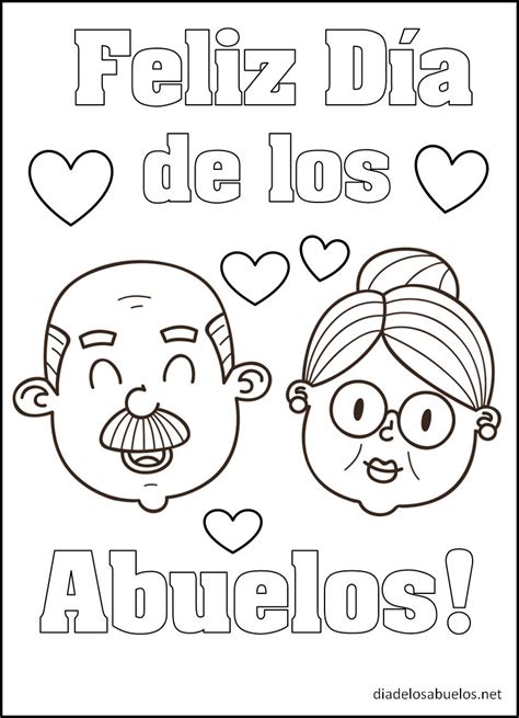 Día de los Abuelos para Colorear Feliz Día de los Abuelos