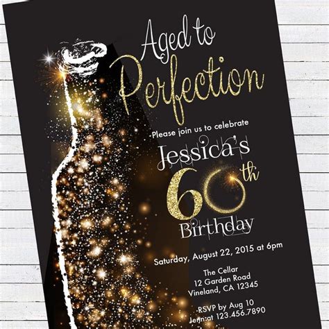 60th birthday invitation aged to perfection black and gold etsy 60th birthday ideas for