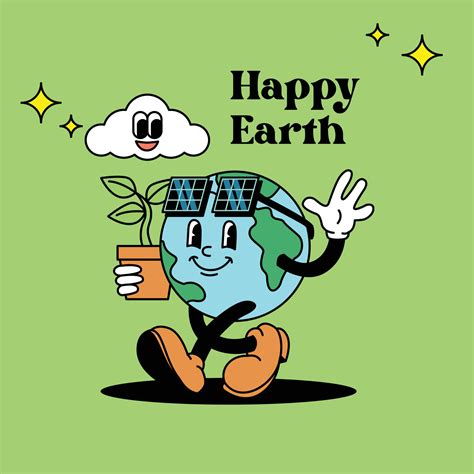 Vintage Earth Globe Cartoon Retro Vector Illustrarton 7943500 Vector