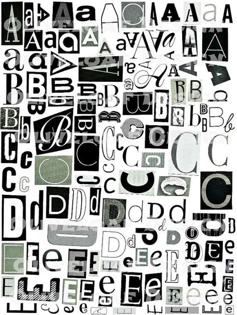 Printable Digital Alphabet Black White Grey Series A To Z Etsy