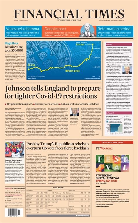 Financial Times Front Page 4th of January 2021 - Tomorrow's Papers Today!