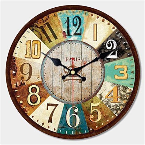 Shuaxin 12″ Arabic Numerals Design Rustic Country Tuscan Style Wooden