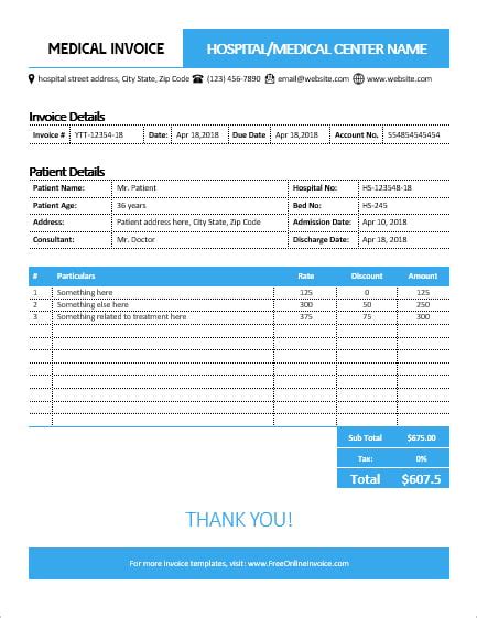 Free Editable Medical Invoice Template For Microsoft Word
