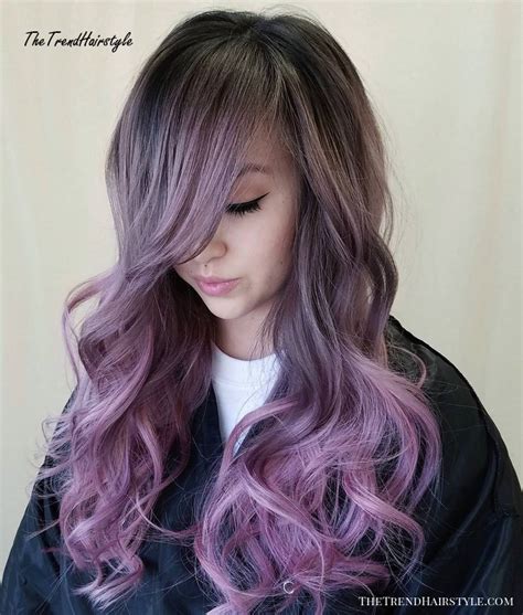 The pastel hair color is expertly placed to blend right in with the blonde, making it look this pastel pink hair dye is applied in ombre style over a light blonde. Wavy Brown Bob with Purple Highlights - The Prettiest ...