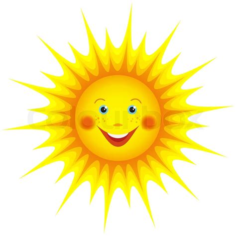 Lächelnde Sonne Cartoon Isoliert Weiß Stock Vektor Colourbox