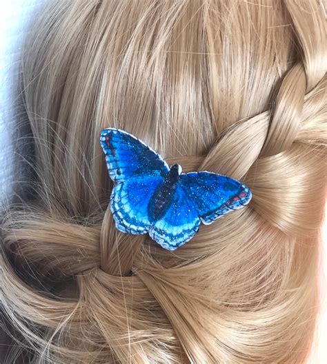 Blue Butterfly Snap Clip Butterfly Hair Clip For Toddlers Etsy
