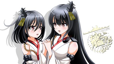 Wallpaper Anime Girls Kantai Collection Long Hair Short Hair Black Hair Fusou Kancolle