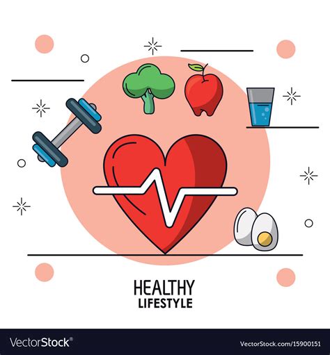 Colorful Poster Healthy Lifestyle With Heart Vector Image
