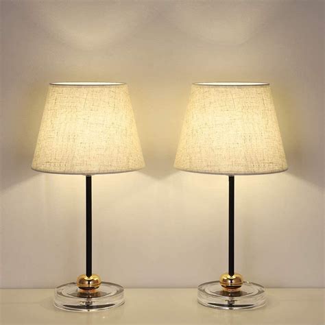 Black Bedside Nightstand Lamps With Clear Acrylic Base Set Of 2