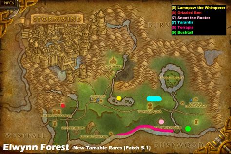 Wow Rare Spawns Elwynn Forest Tamable Rares Added In 51
