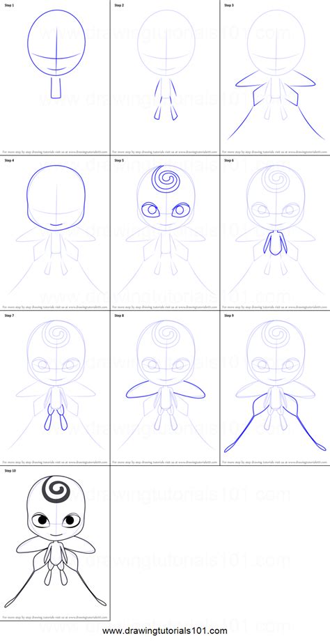How To Draw Nooroo Kwami From Miraculous Ladybug Printable Step By Step