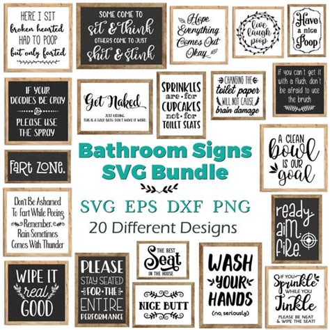 Bathroom Sign Svg Bundle Funny Bathroom Svg Restroom Quotes Etsy