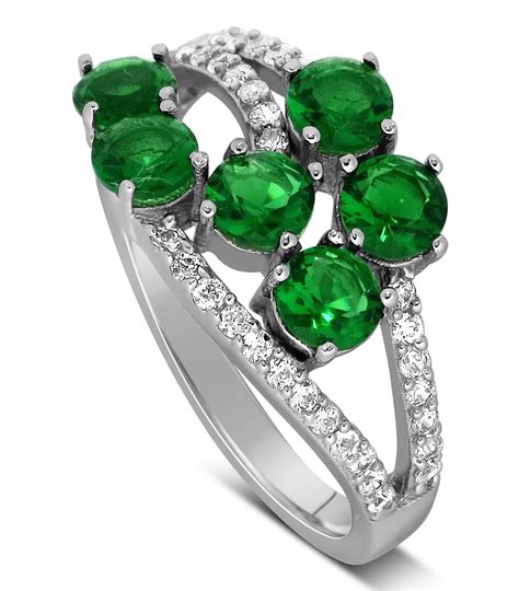 The unique emerald ring is made with lab round cut emerald , simulated diamond and on real gold. Unique 2 Carat Green Emerald and Diamond Ring for Women ...