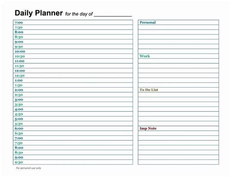 One Day Calendar With Time Slots Graphics Day Planner Template Free