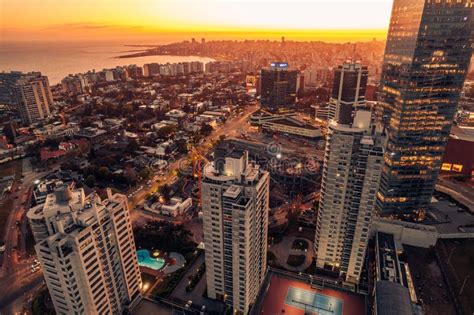 Beautiful Aerial View Of Montevideo Uruguay With Tall Skyscrapers