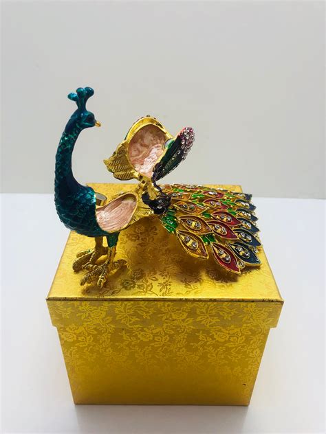 Peacock Trinket Box Peacock Trinket Box Ring Box Jewellery Etsy