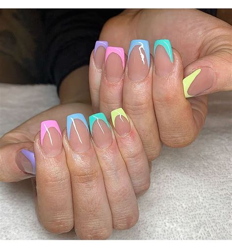 Rainbow Pastel French Tip Nails Beauty And Health