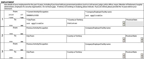 Help About Employment Section Of Imm5257e Visitor Visa Form Canada