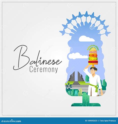 Balinese Galungan Ceremony Greeting Card Stock Vector Illustration Of