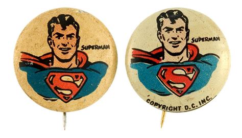 Hakes Superman Kelloggs Pep Button Pair Standard And Rare