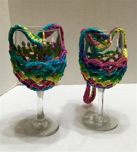 Items Similar To Crochet Wine Glass Holder Wine Glass Cozy Crocheted Wine Glass Cozy Wine