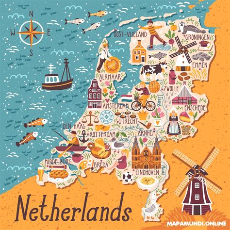 Situado en europa, con zonas como holanda, y cuya capital es amsterdam. ⊛ Mapa de Países Bajos | Político & Físico Descargar e ...