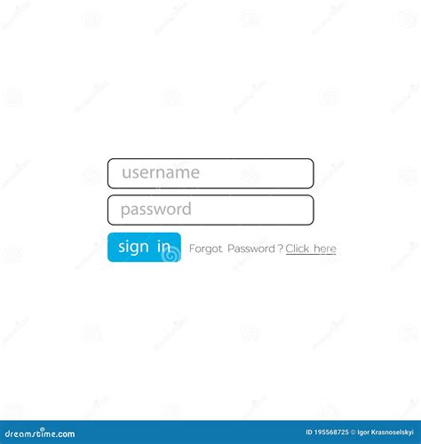 Username And Password Password And Login User Page Stock Vector