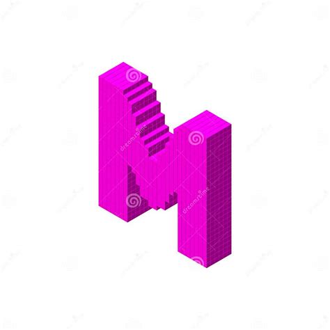 3d Pixelated Capital Letter M Vector Illustration Stock Vector