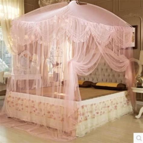 Four poster bed crewelwork canopy curtains. BED-CANOPY-SET-include-both-net-curtain-amp-frame-in ...
