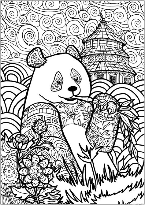 Coloriage Panda Et Motifs En Chine Mandala Animaux Dessin Panda à Imprimer