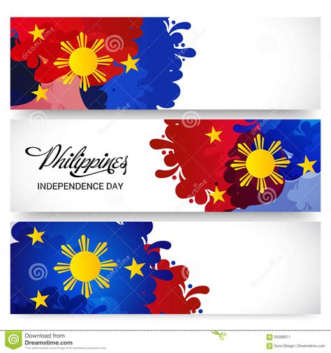 Expressive brush stroke in national flag colors on dark striped background. Philippines Independence Day. Stock Illustration ...