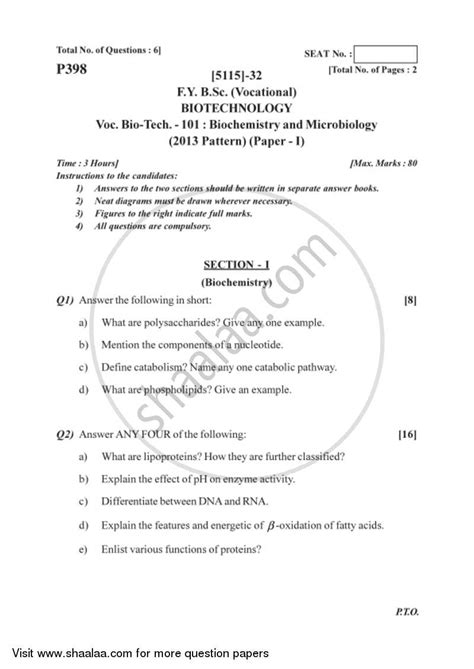 Past year question paper (unpublished). Question Paper - Bachelor of Science (Vocational) Semester ...