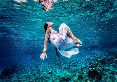 Gorgeous Female Dancing Underwater Stock Image Colourbox