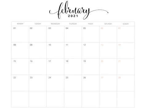 Print a calendar for february 2021 quickly and easily. 2021 Monthly Calendar Monday Start - World of Printables