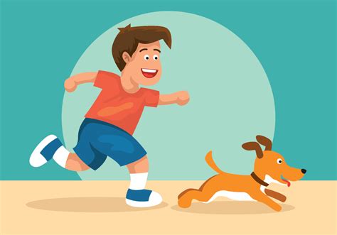Boy And His Dog Vector Illustration 256778 Vector Art At Vecteezy