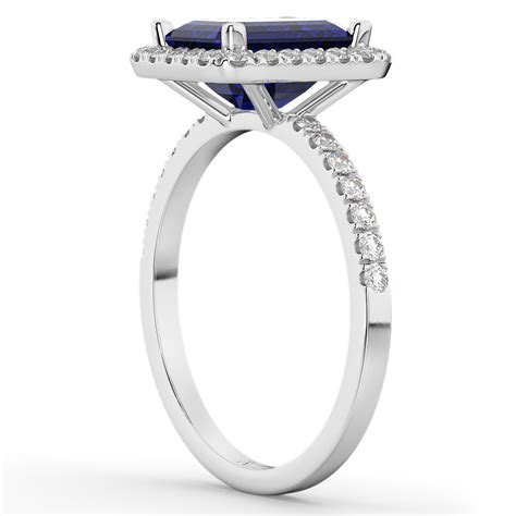 Blue Sapphire And Diamond Engagement Ring 14k White Gold 332ct Ad1597