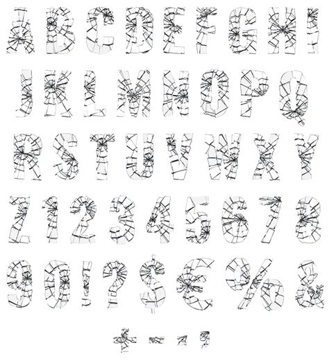 Shattered Glass Typeface Typography Alphabet Hand Lettering Fonts