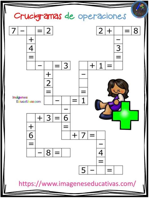 Aquí puedes encontrar más de sesenta juegos interactivos, absolutamente gratis, además de ocho cuentos infantiles ilustrados. Crucigramas de operaciones sencillas (2) | Material ...