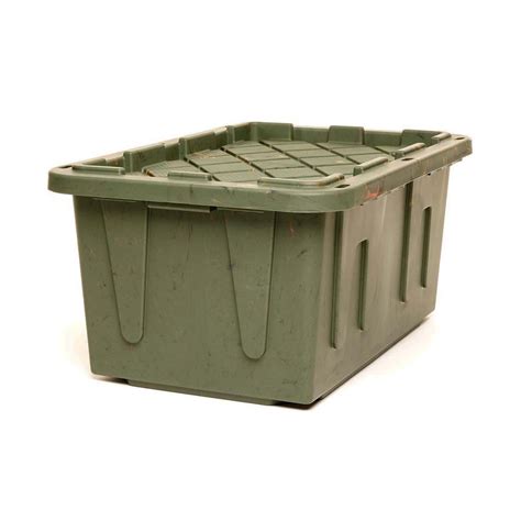The rugged plastic construction is reinforced to help provide strength. Durabilt 27 Gal. Heavy Duty Storage Tote in Camouflage (2 ...