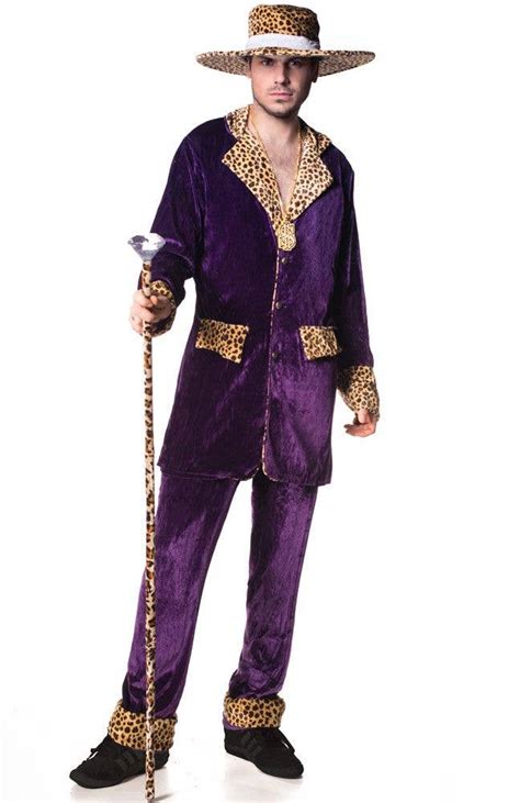 Purple Velveteen Pimp Dress Up Mens Mac Daddy Gangster Costume
