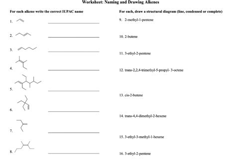 Iupac Naming Worksheet With Answers