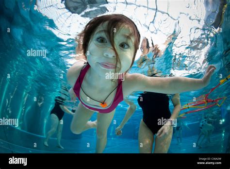 Young Girl Underwater In The Vichy Val Dallier Public Swimming Pool