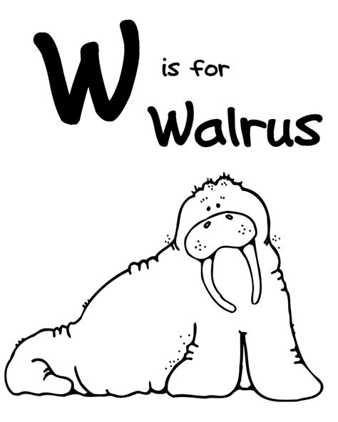 Uppercase y to z free printable alphabet animals y to z coloring pages for pre k, preschool, and kindergarten. We Love Being Moms!: Letter W (Walrus)