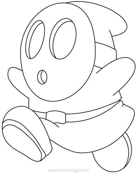 Paper Mario Coloring Pages Cute Shy Guy