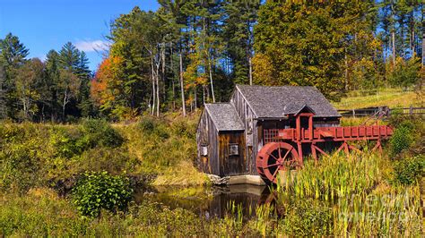 Guildhall Grist Mill In Fall Colors Photograph By New England