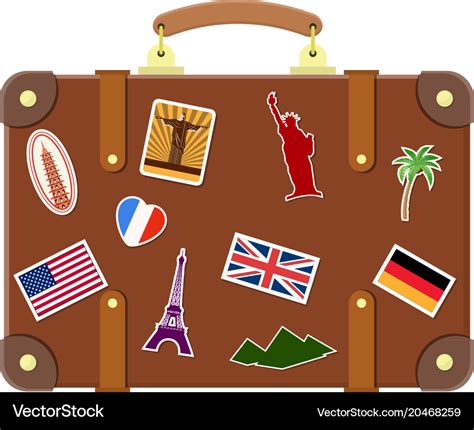 Vintage Old Travel Suitcase Royalty Free Vector Image