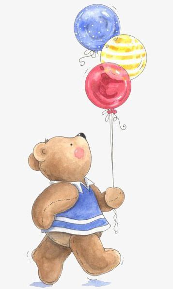 Teddy Bear Holding Balloons Drawing