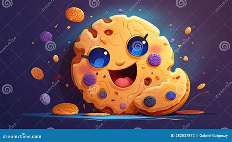 Cute Cartoon Cookie With Eyes And Mouth Stock Illustration Illustration Of Eyes Expression
